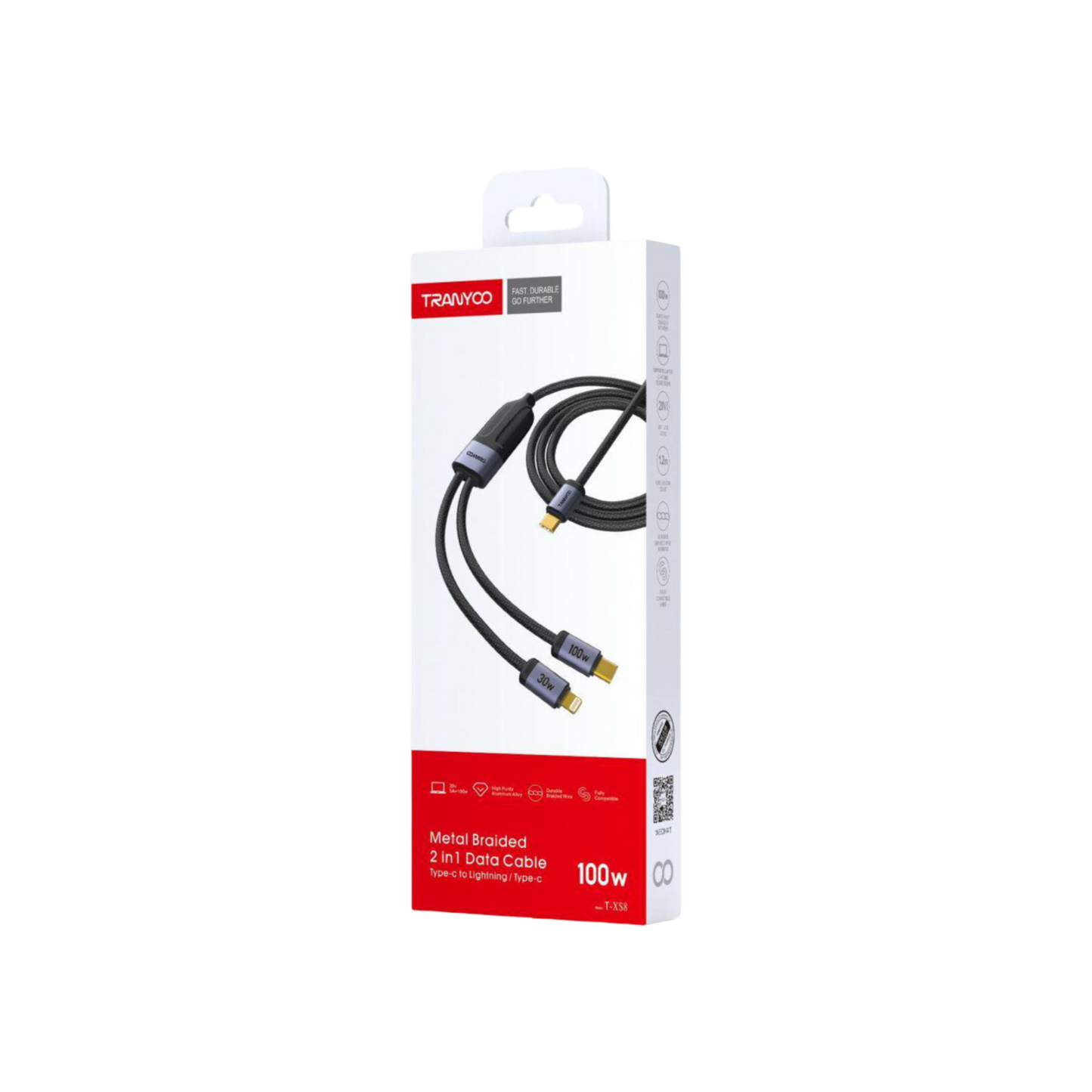 Metal Braided 2inl Data Cable Type-c to Lightning /Type-c T-XS8