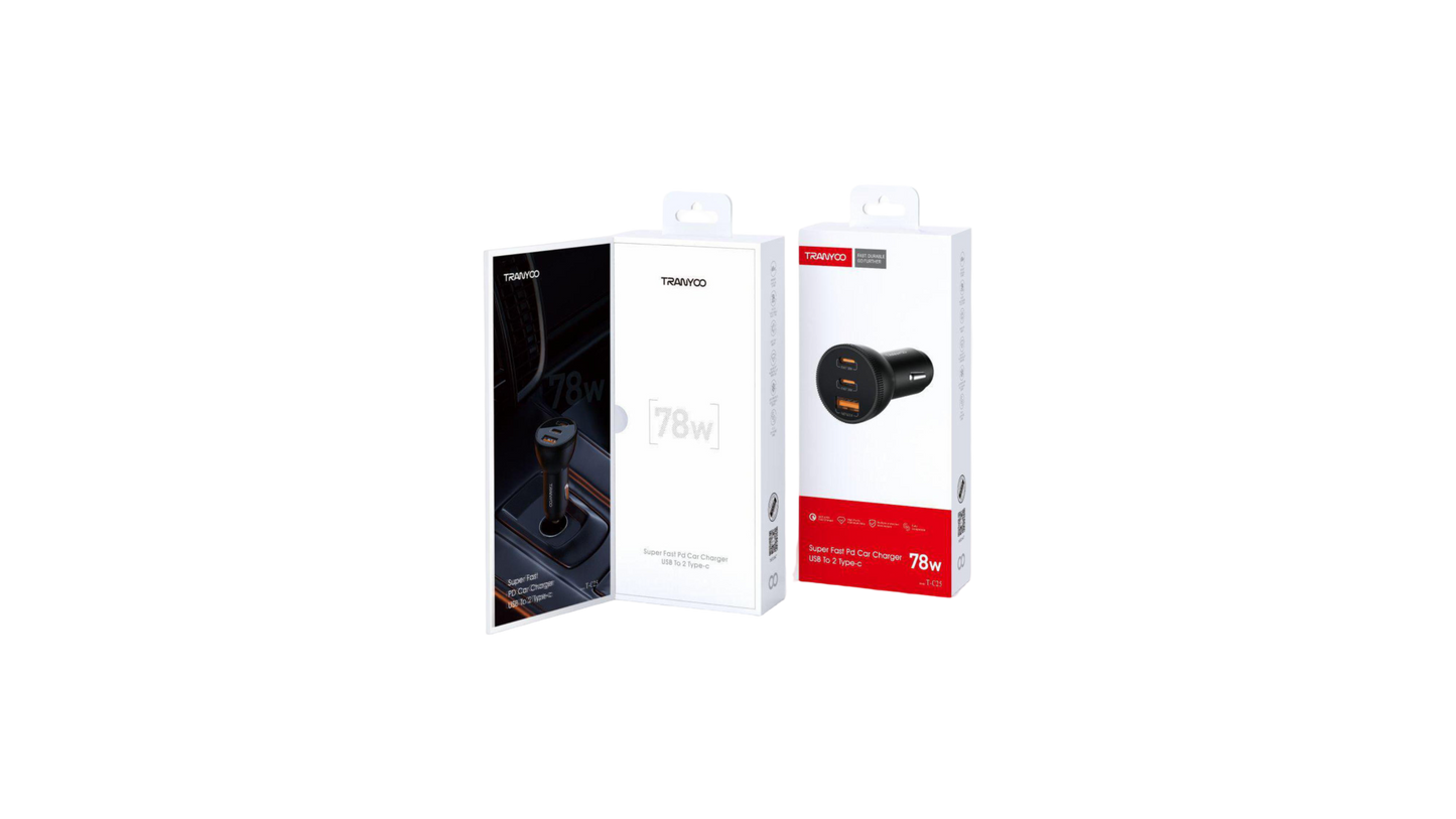 Super Fast Pd Car Charger USB To 2 Type-c 78W T-C25