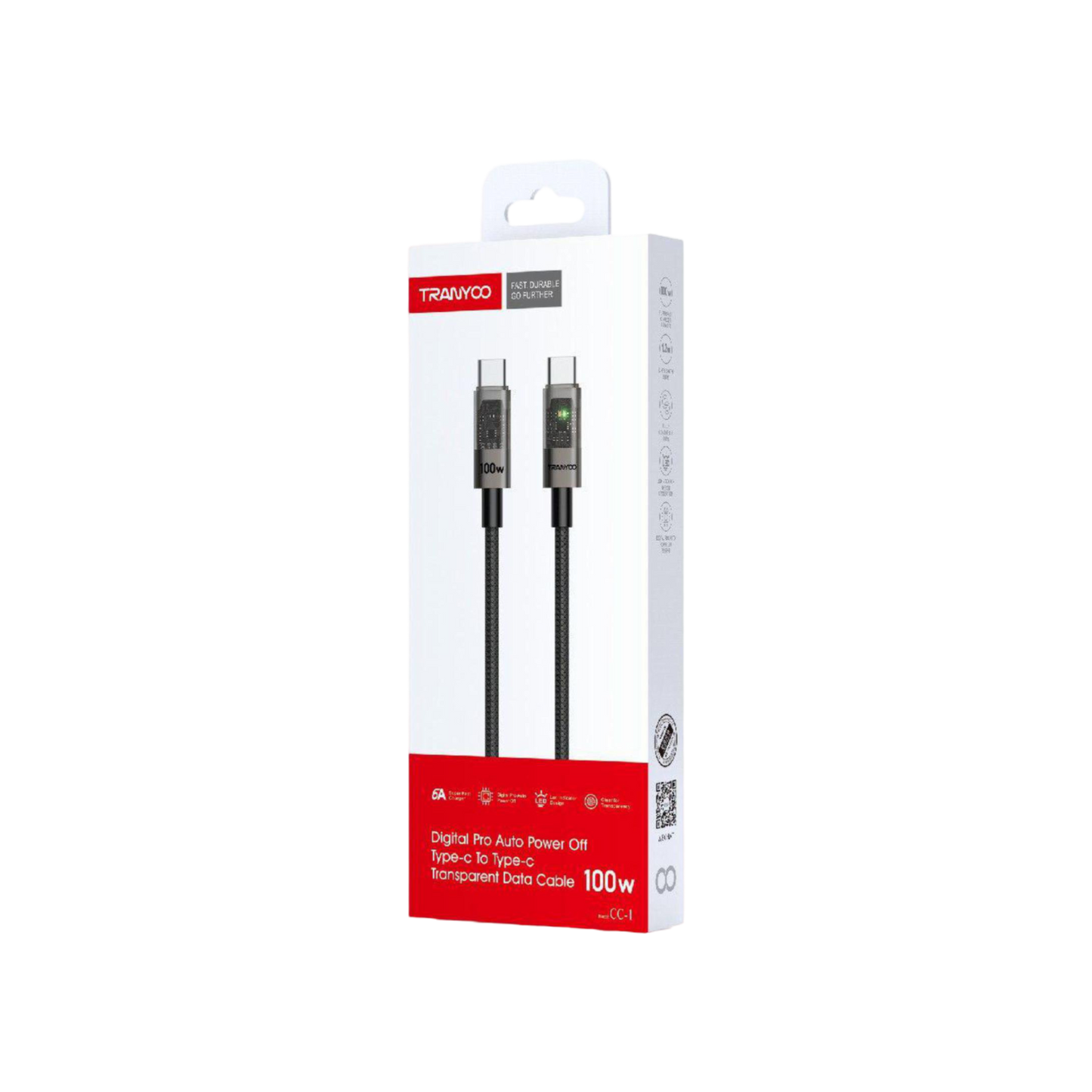 Digital Pro Auto Power Off Type-c To Type-c Transparent Data Cable CC-1