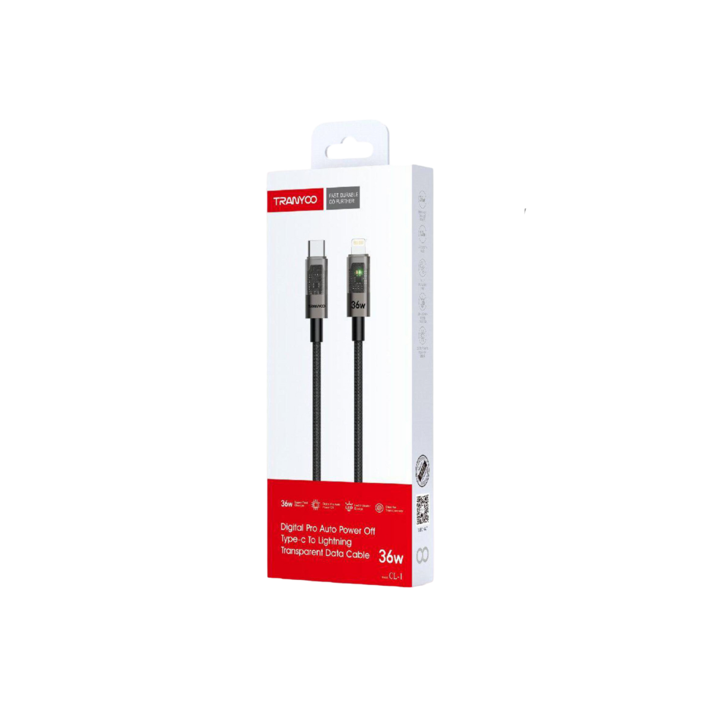 Digital Pro Auto Power Off Type-c To Lightning Transparent Data Cable CL-1