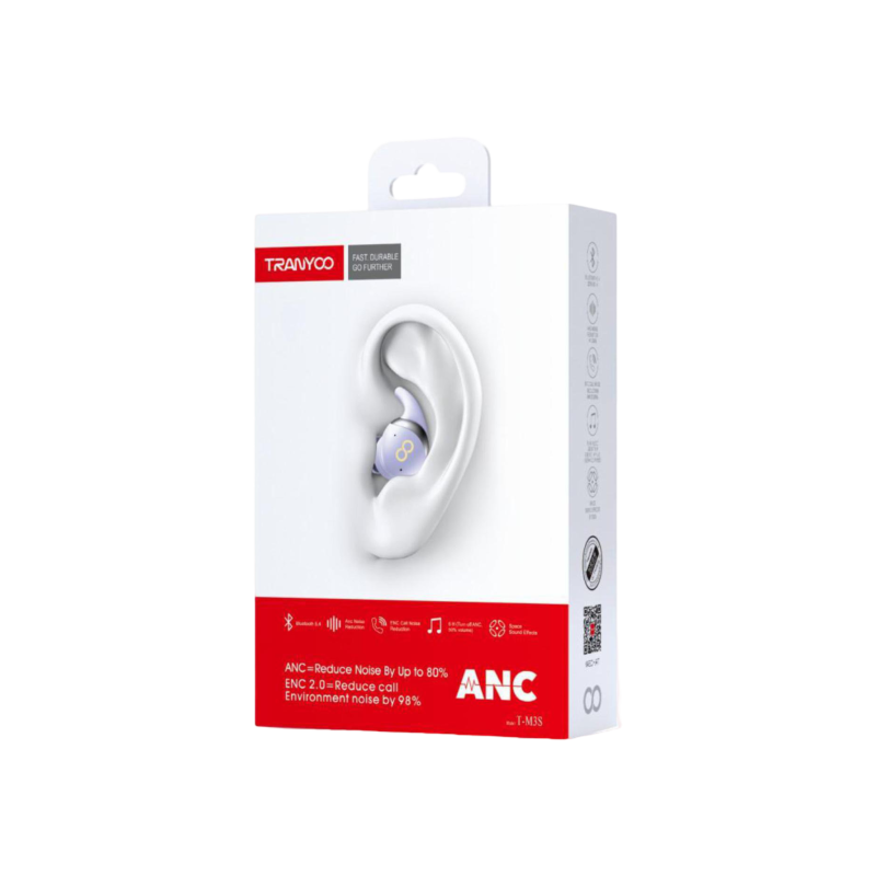 ANC=Reduce Noise By Up to 80% ENC 2.0=Reduce call Environment noise by 98% T-M3S